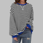 Harriet Green | Green & Navy Striped Oversized Sweatshirt