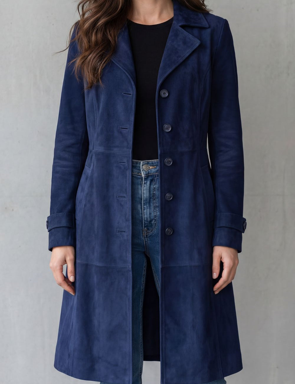 Elowen Hartley | Manteau long en suédine marron clair