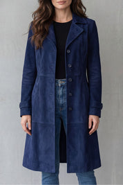 Elowen Hartley | Longline Suede-Effect Coat in Tan Brown