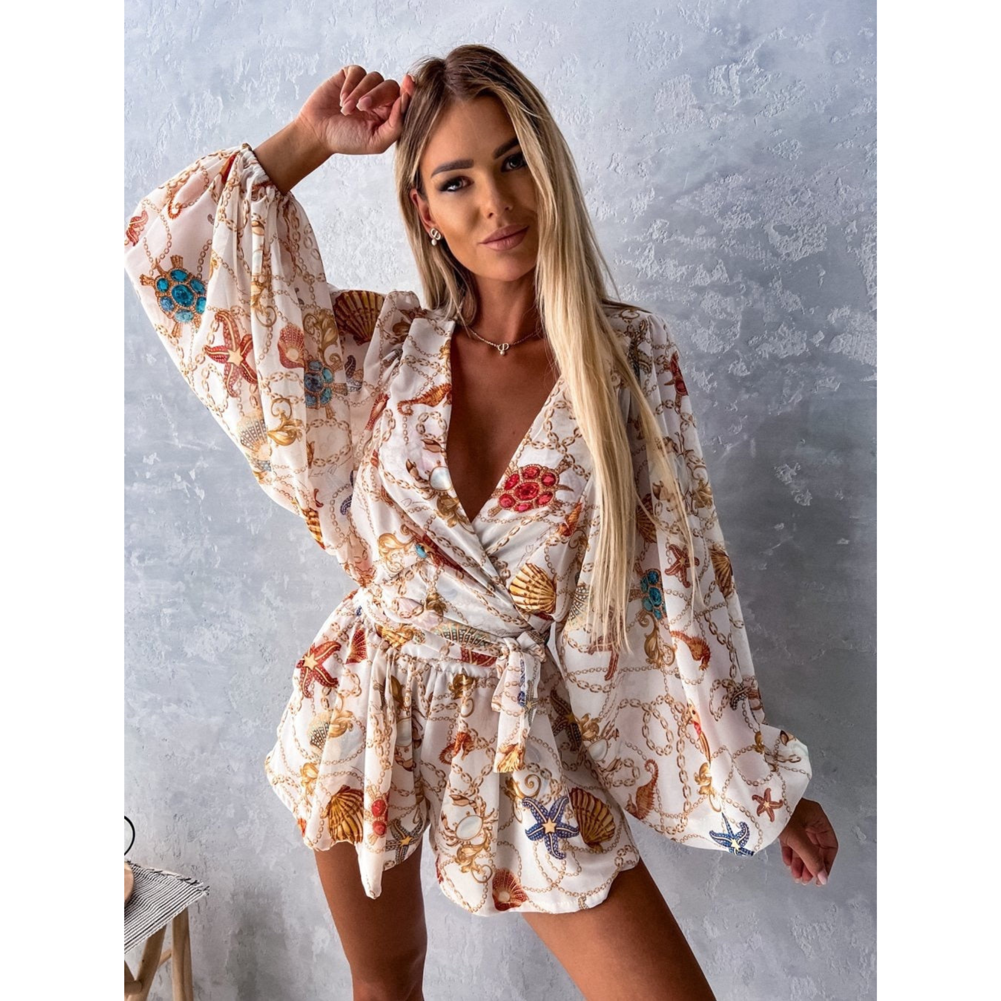 Isabelle Monroe | Combinaison-short à imprimé floral tropical pour femme