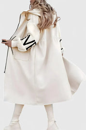 Charlotte Pennington | Long Hooded Coat With Contrast Knit Sleeves