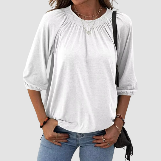 Harriet Palmer | Blue Ruched Neckline T-Shirt