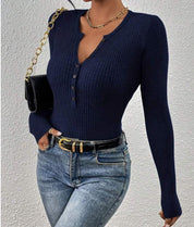 Phoebe Walker | Pink Ribbed Knit Button-Front Sweater