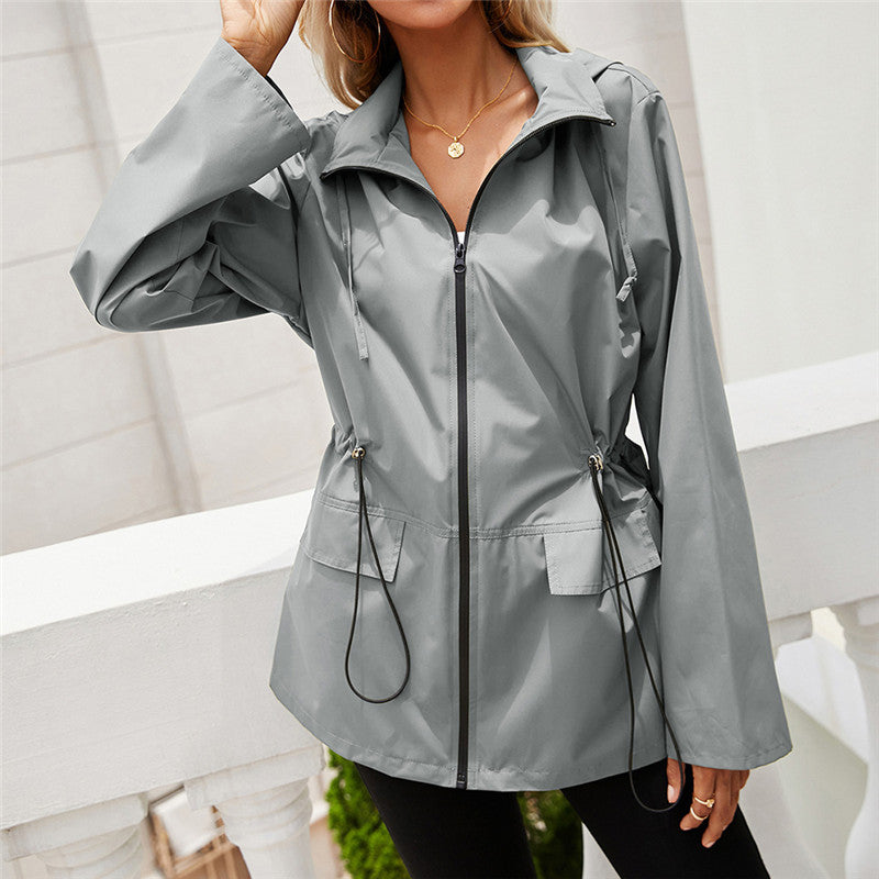 Florence Davies | Hooded Windproof Anorak Jacket with Drawstring Waist