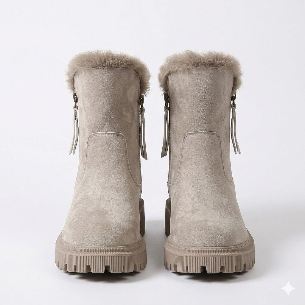 Arabella Hughes | Fur Trim Suede Ankle Boots