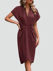 Camille Laurent | Elegant Wrap Midi Dress For Women