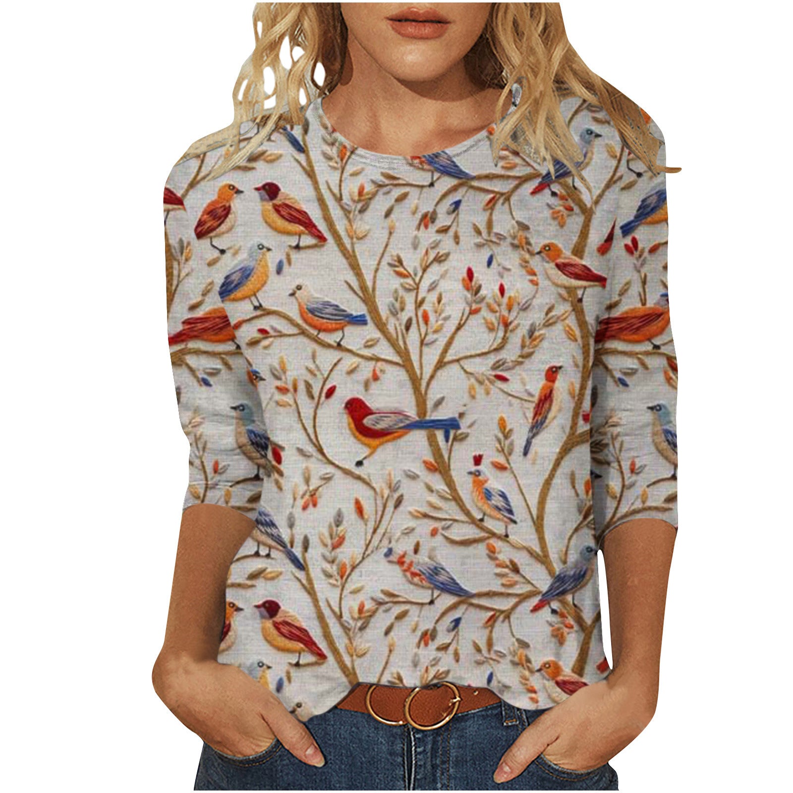 Rosie Evans | 3D Floral Print Round Neck T-Shirt
