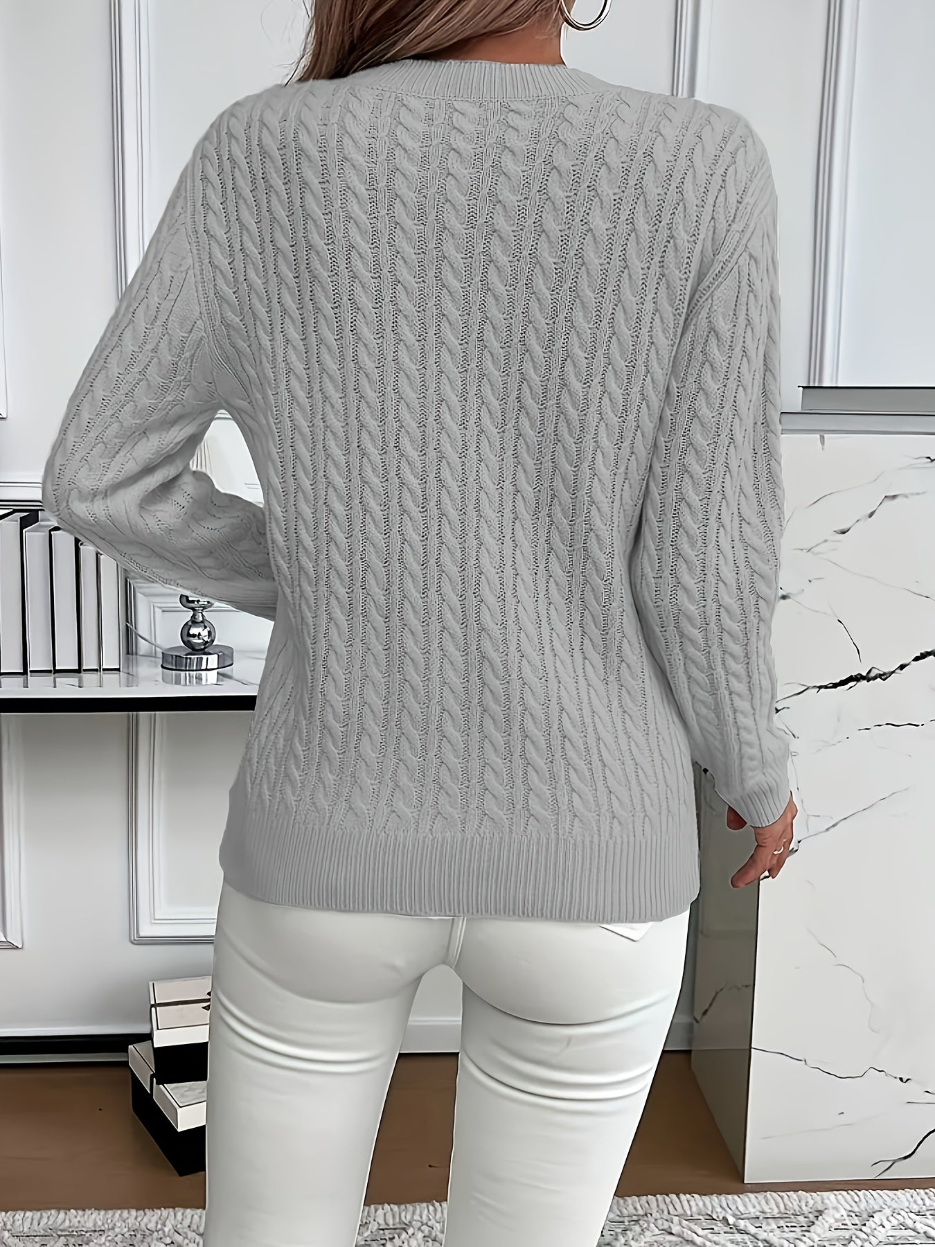 Louisa Bramley | Cable-Knit Round Neck Sweater