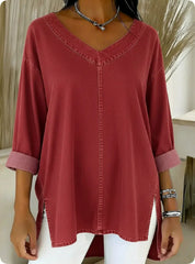 Amelia Kensington | Denim V-Neck Blouse For Women