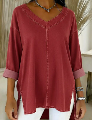 Amelia Kensington | Denim V-Neck Blouse For Women