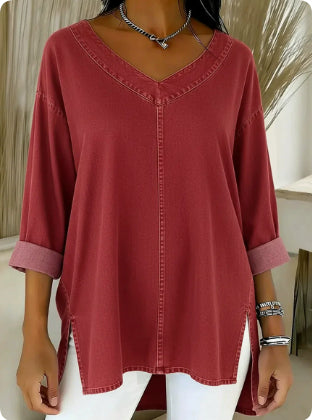 Amelia Kensington | Denim V-Neck Blouse For Women