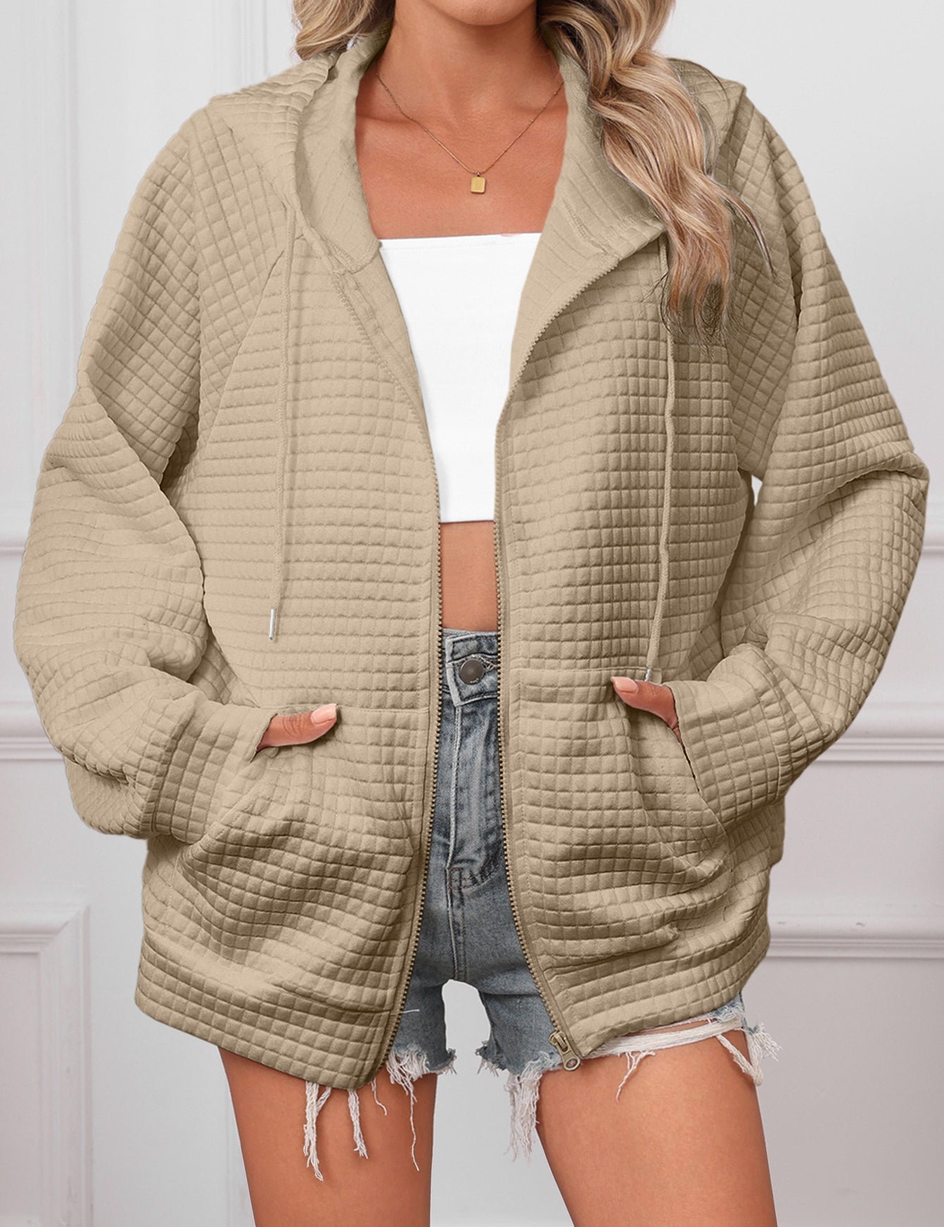 Penelope Baker | Textured Zip-Up Hooded Jacket