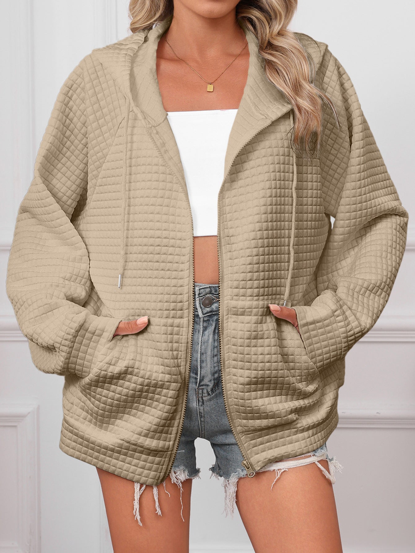 Penelope Baker | Textured Zip-Up Hooded Jacket