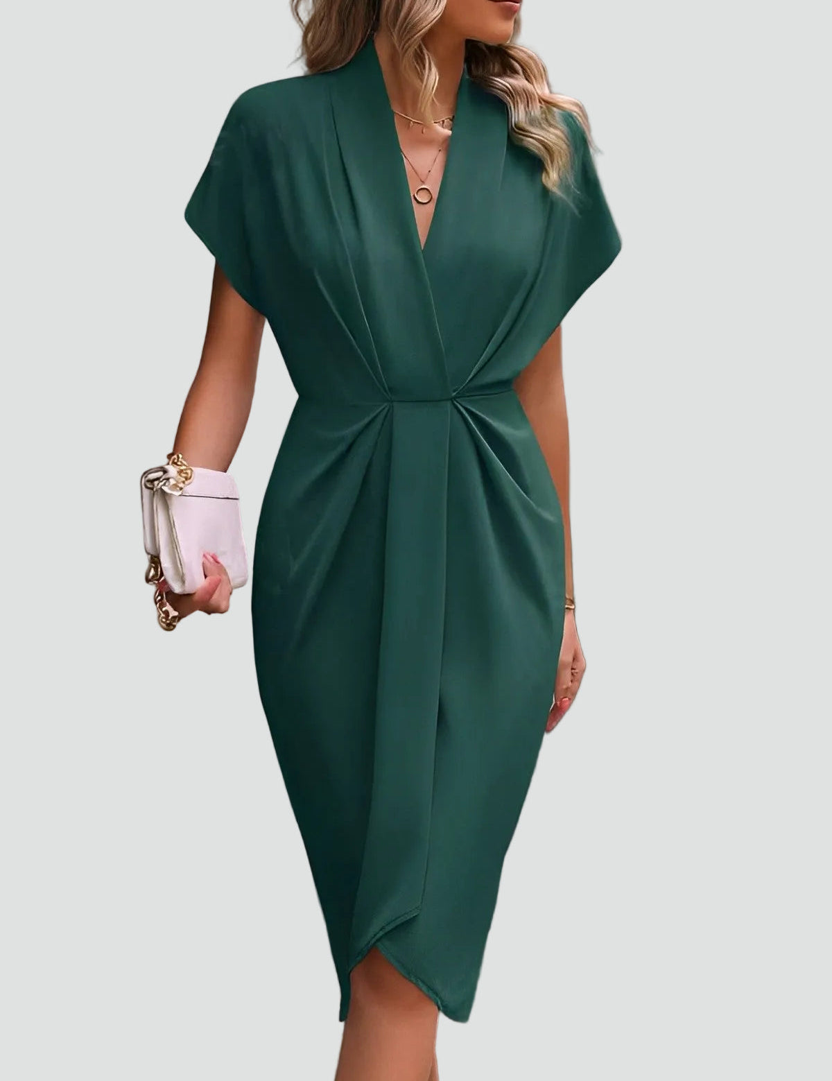 Camille Laurent | Elegant Wrap Midi Dress For Women