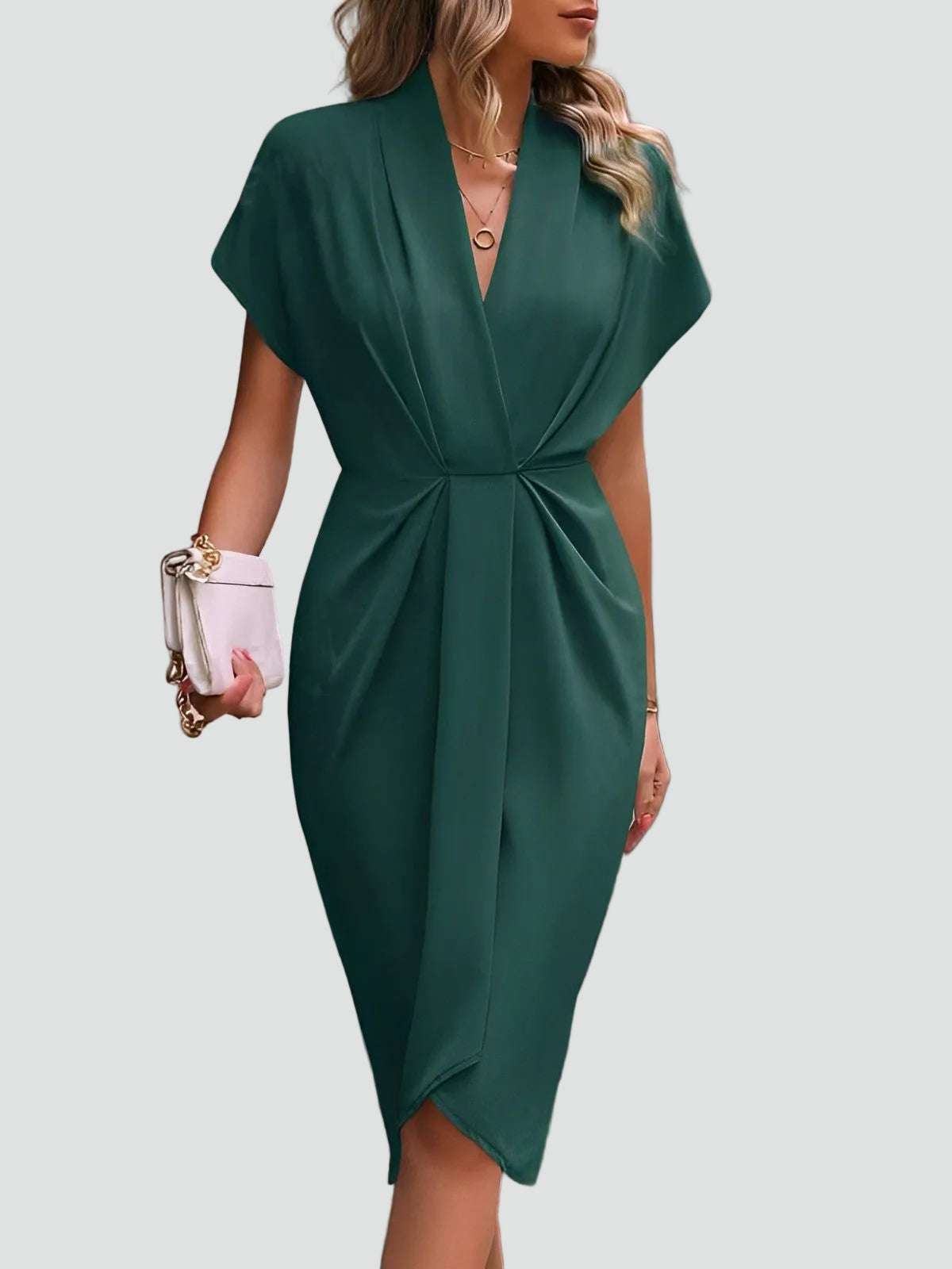 Camille Laurent | Elegant Wrap Midi Dress For Women