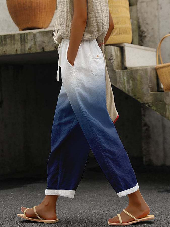 Eloise Hartington | Gradient Linen-Look Wide Leg Trousers