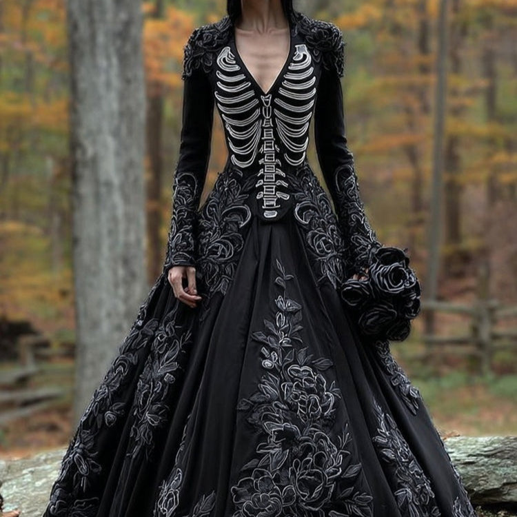 Robe d’Halloween squelette « Mariée fantôme » pour femmes