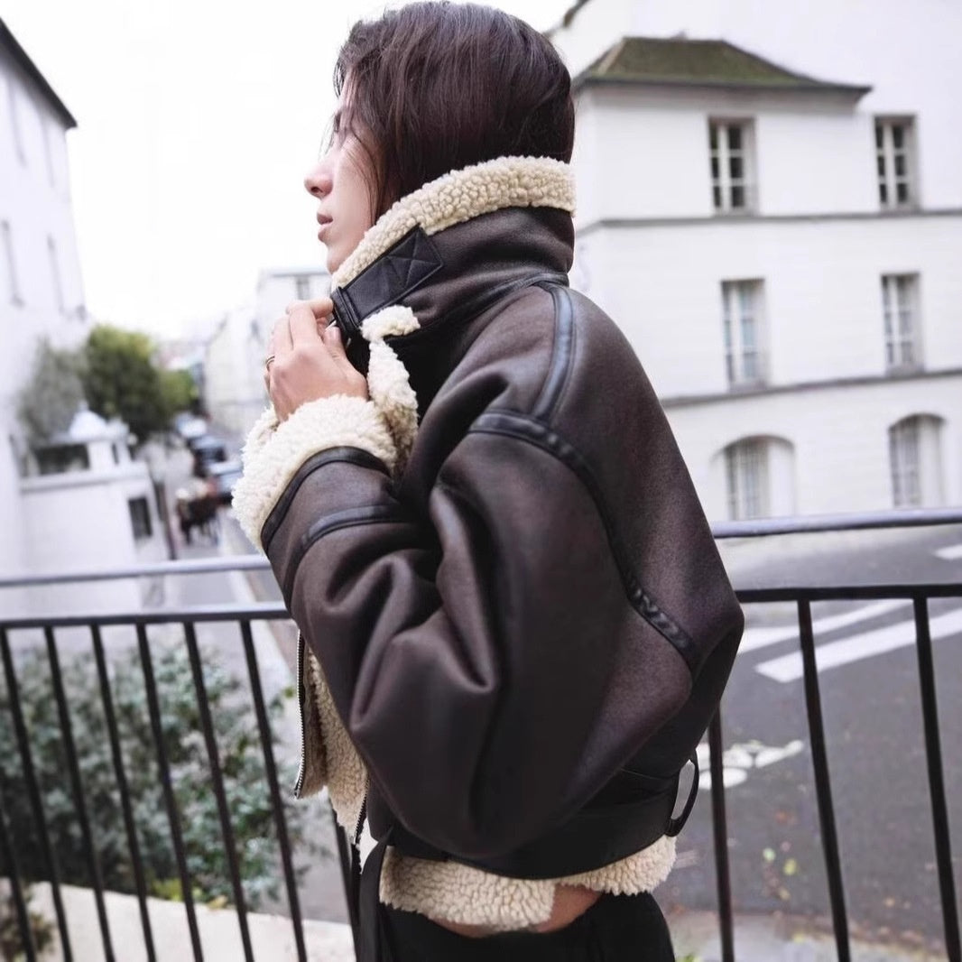 Imogen Davies | Shearling Aviator Cropped Jacket