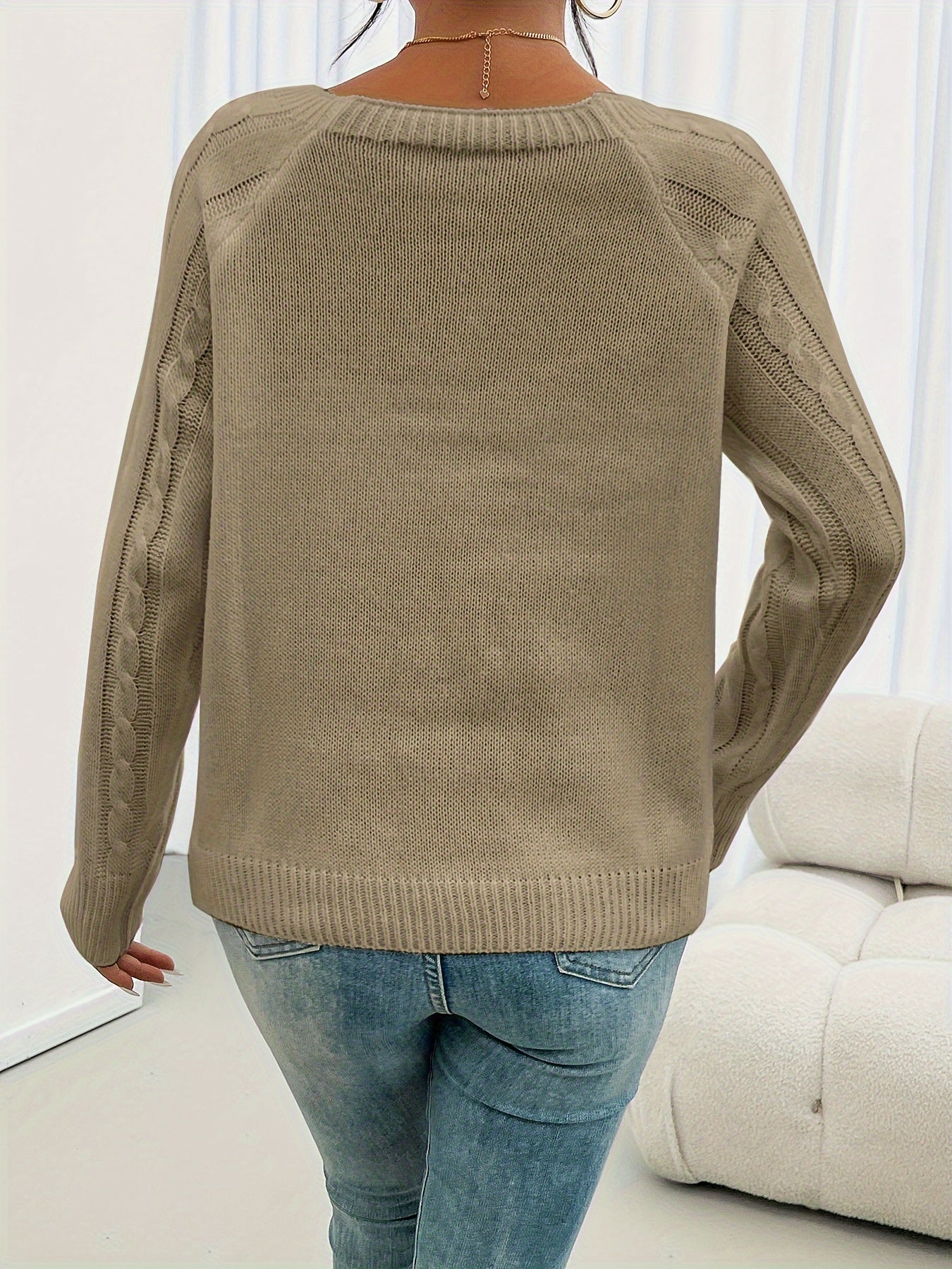 Georgina Lewis | Textured Cable Knit Button Sweater