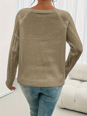 Georgina Lewis | Textured Cable Knit Button Sweater