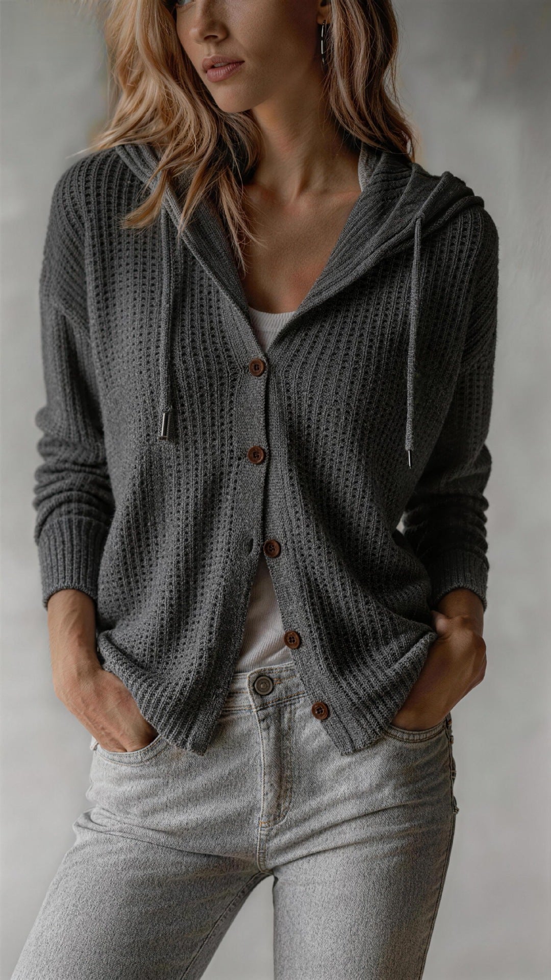 Winifred Ashworth | Hooded Knit Cardigan with Button Front
