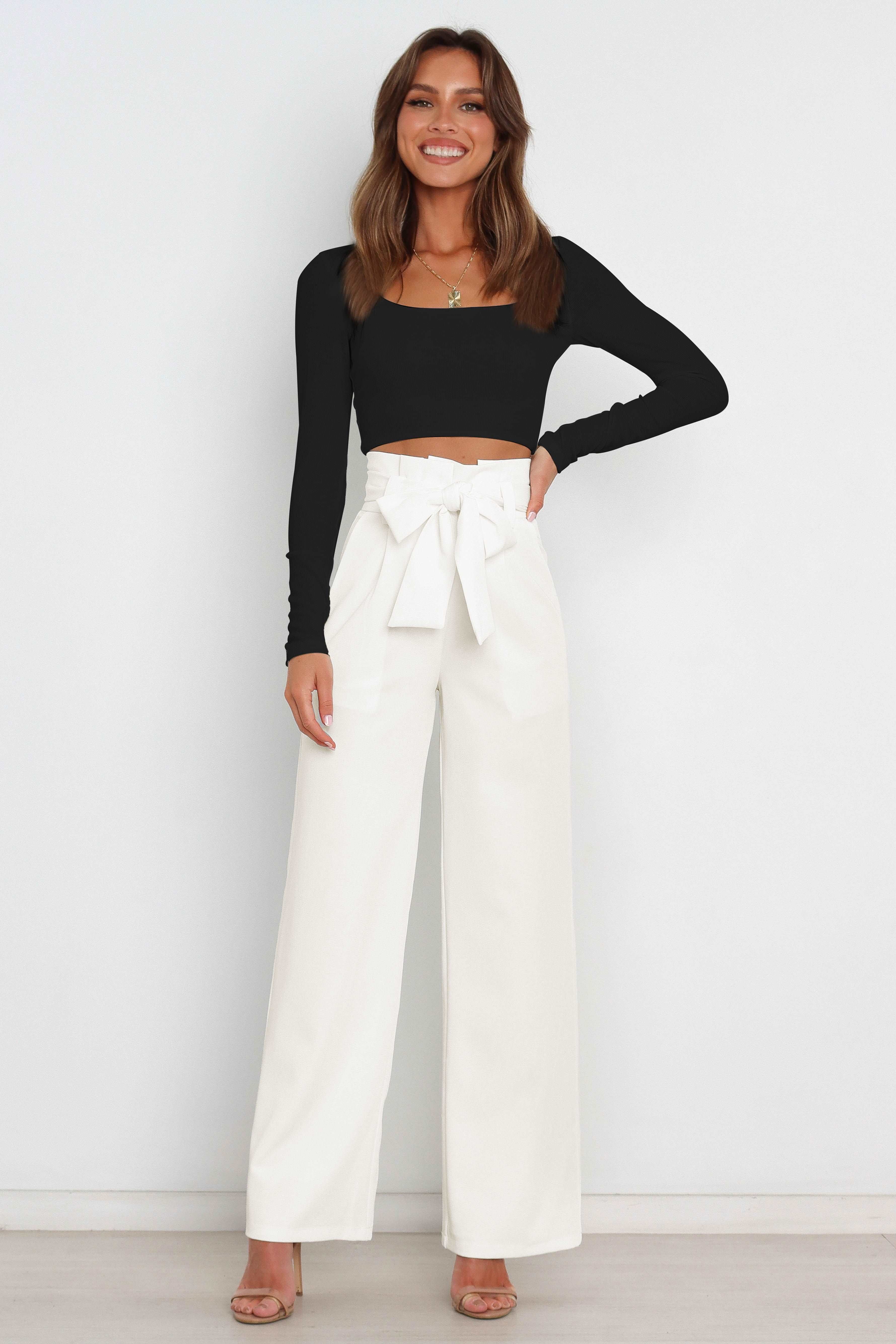 Isabelle Fontaine | Navy High Waist Paperbag Trousers with Bow Detail
