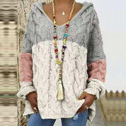 Poppy Wilson | Colourblock Cable Knit Hooded Sweater