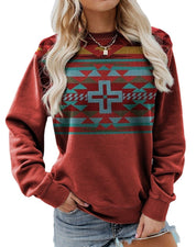 Millicent Wright | Aztec Print Crew Neck Sweatshirt