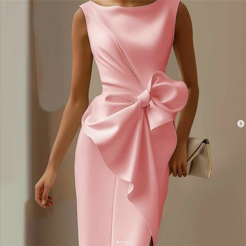 Isabella Whitmore | Elegant Bow Midi Dress For Women