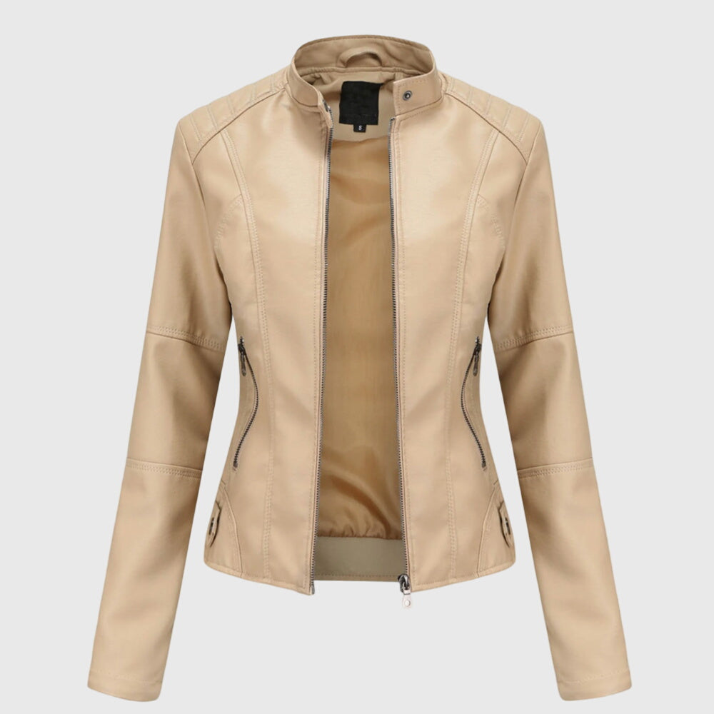 Nadia Ellison | Veste noire en cuir vegan avec détail zippé