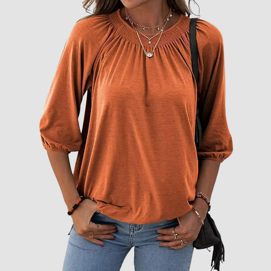 Harriet Palmer | Blue Ruched Neckline T-Shirt