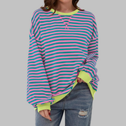Harriet Green | Green & Navy Striped Oversized Sweatshirt