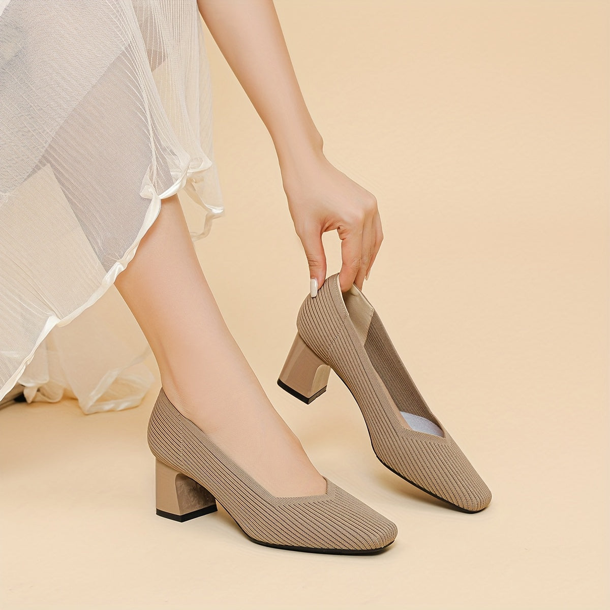 Cecily Clarke | Textured Block Heel Pumps With Arch Support