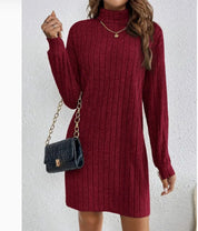 Edith Morris | Ribbed Turtleneck Sweater Dress