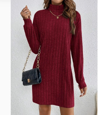 Edith Morris | Ribbed Turtleneck Sweater Dress
