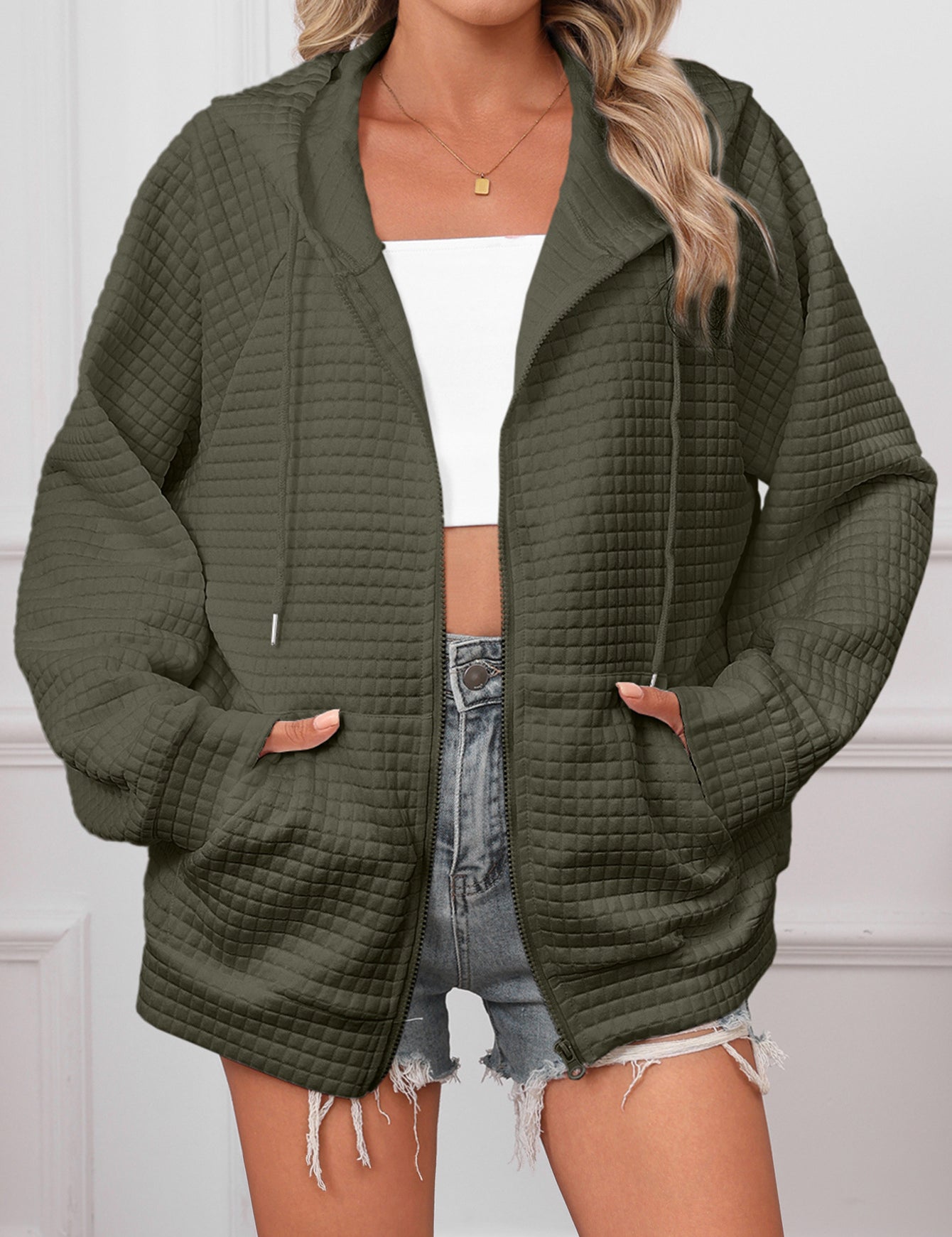 Penelope Baker | Textured Zip-Up Hooded Jacket