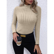 Isla Bennett | Ribbed Mock Neck Long Sleeve Knit Top
