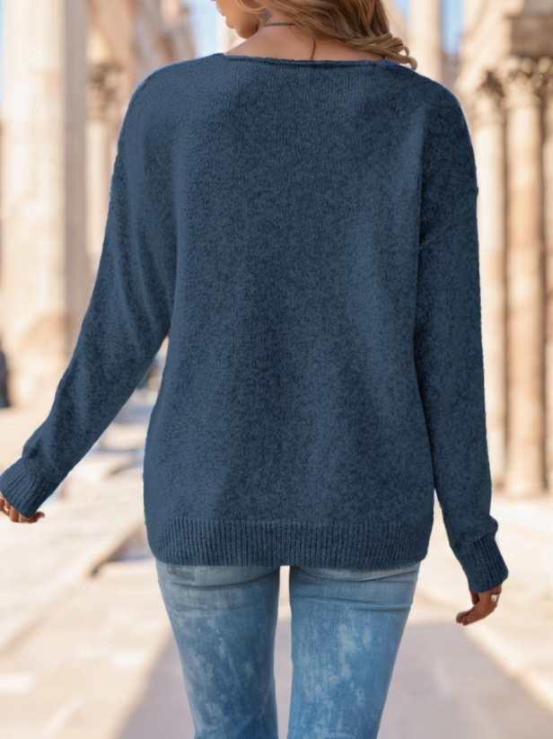 Diana Baker | Purple Pointelle Knit V-Neck Sweater