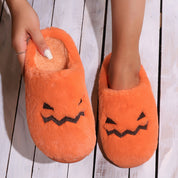 Citrouille grimaçante | Pantoufles d’Halloween citrouille pour femme