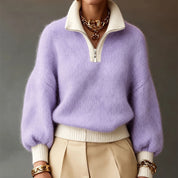Sophia Pemberton | Lilac Quarter-Zip Knit Jumper