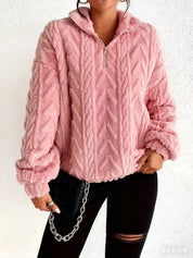 Rosie Kerr | Cable Knit Fleece Half-Zip Pullover