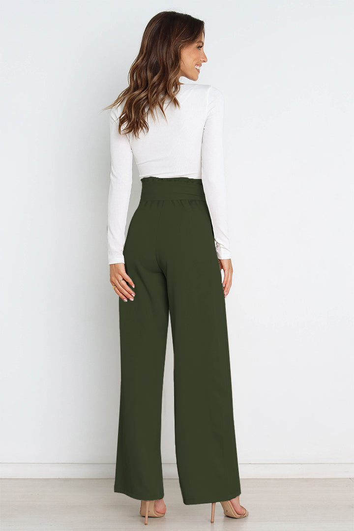 Isabelle Fontaine | Navy High Waist Paperbag Trousers with Bow Detail