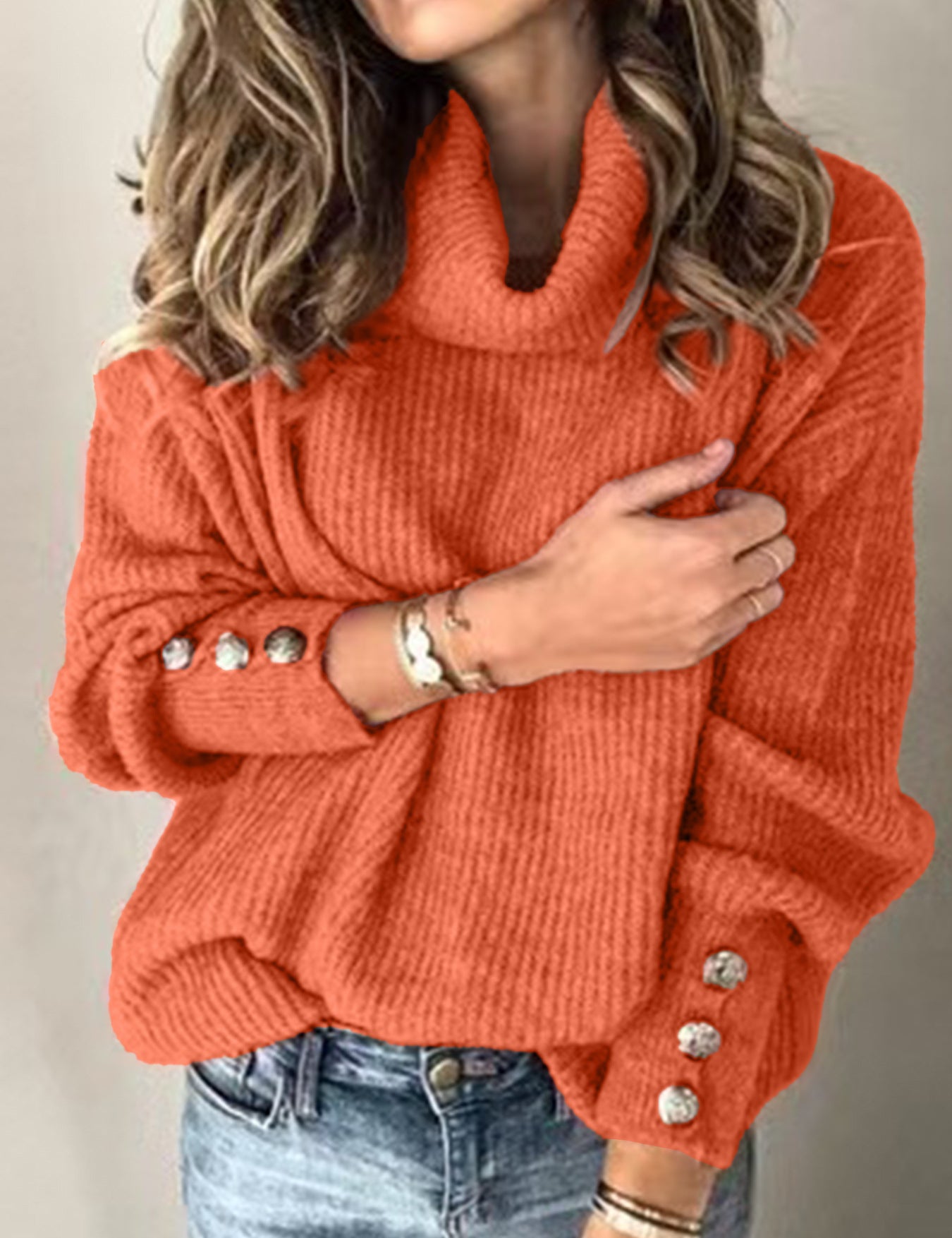 Beatrice Wright | Turtleneck Ribbed Knit Sweater