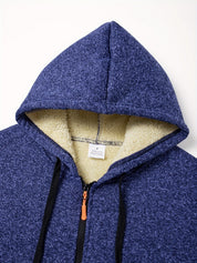 Penelope Scott | Manteau long à capuche en polaire bleu chiné