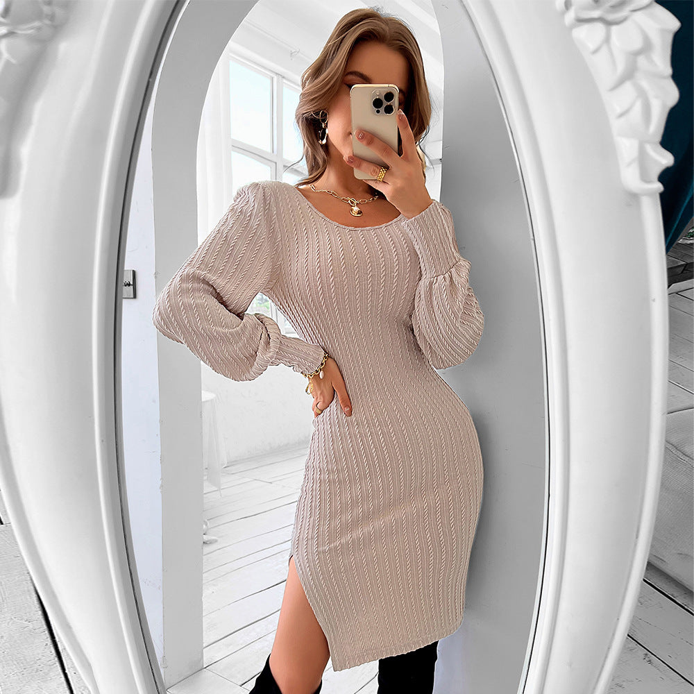 Niamh Barclay | Robe midi moulante côtelée en maille pour femme
