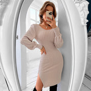 Niamh Barclay | Robe midi moulante côtelée en maille pour femme