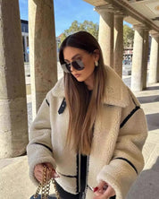 Bridget Oakley | Veste teddy oversize avec bordures contrastantes