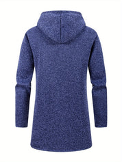 Penelope Scott | Manteau long à capuche en polaire bleu chiné