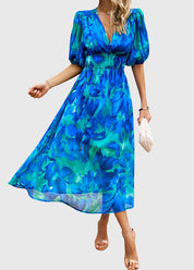 Camilla Rowntree | Robe midi fleurie à manches bouffantes