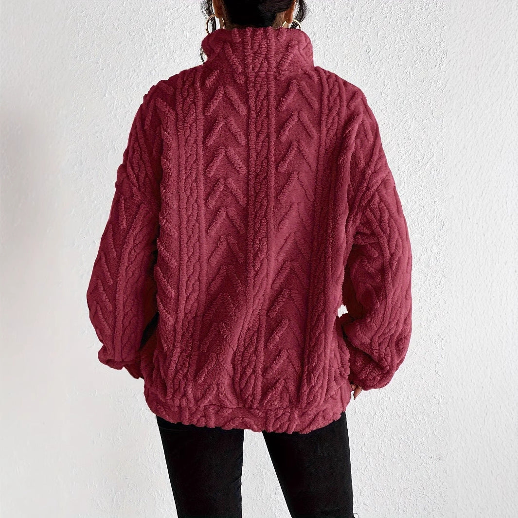 Rosie Kerr | Cable Knit Fleece Half-Zip Pullover